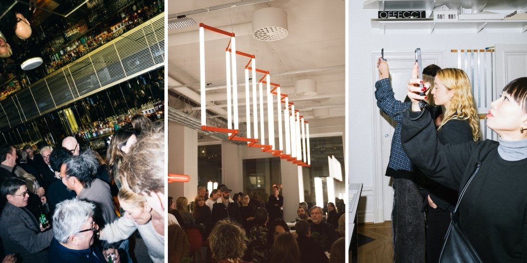 three images shows a vibrant city with mingles during Stockholm Design Week 2025